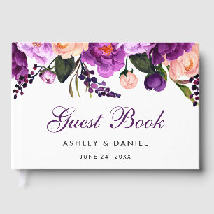 Livre D'or Aquarelle violet ultra violet Mariage de fleurs PS
