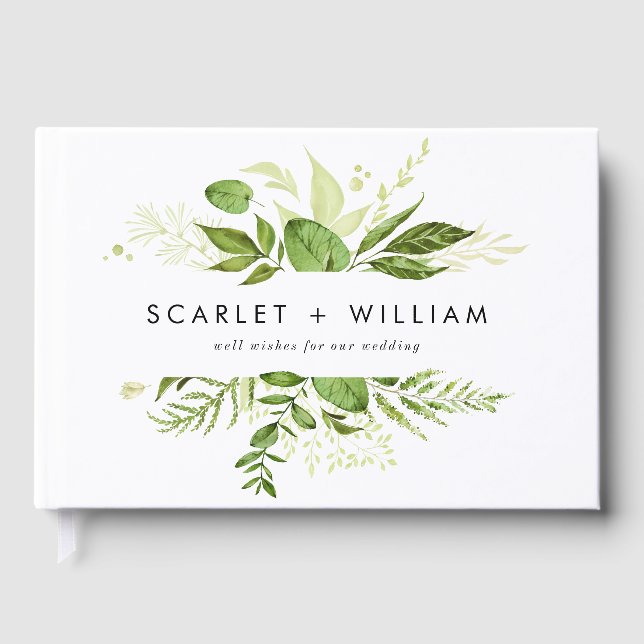 Livre D'or Aquarelle Wild Green Foliage Mariage photo (Recto)