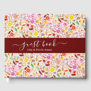 Livre D'or Aquarelles vives Fleurs de tulipe d'été Mariage