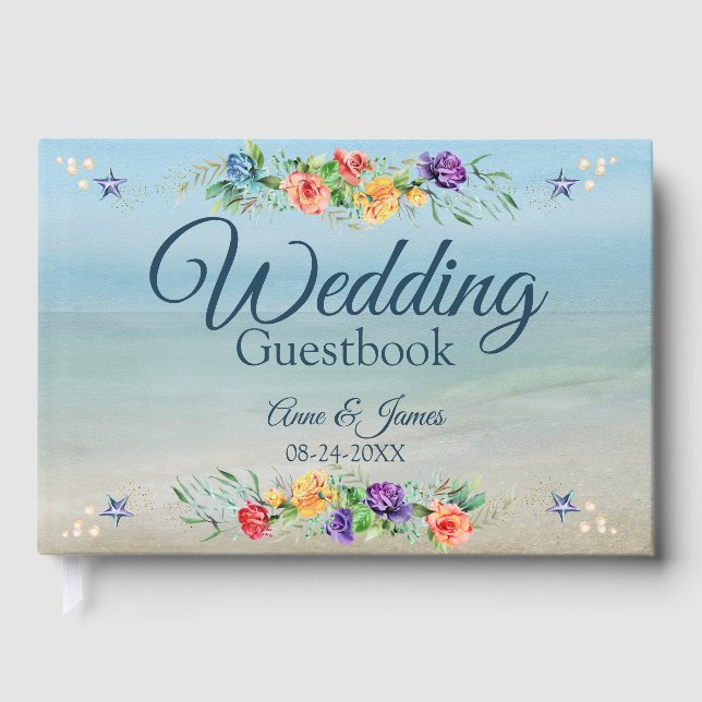 Livre D'or Aquarium Floral Beach Wedding (Recto)