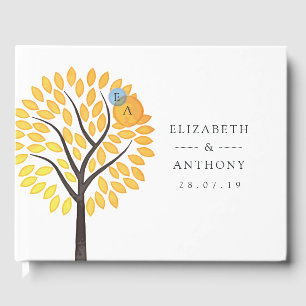 Livre D'or Arbre d'aquarelle gouttes d'eau Monogramme Mariage