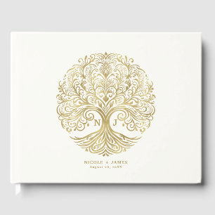 Livre D'or Arbre de Vie Crème & Or Mariage Celtique