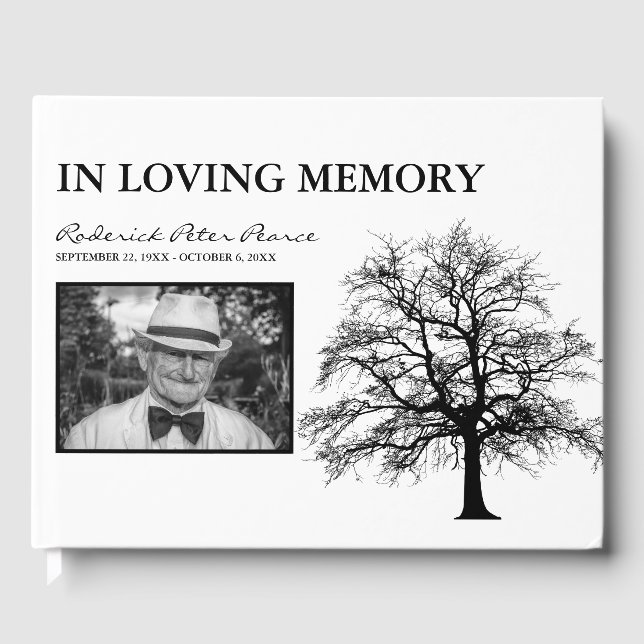 Livre D'or Arbre élégant | Dans l'amour Mémoire Photo Funérai (Recto)