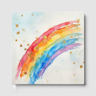 Livre d'or arc-en-ciel aquarelle coloré.
