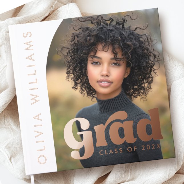 Livre D'or Arc photo blanc retro graduation de grade (Arch photo white retro grad graduation guest book)