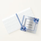 Livre d'or argent bleu marine florales