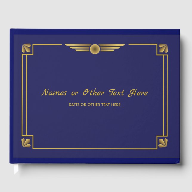 Livre D'or Art Déco Gatsby Gold et Navy Blue (Recto)