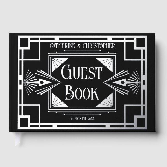 Livre D'or Art déco grand gatsby rugissant la feuille de l'an (Recto)