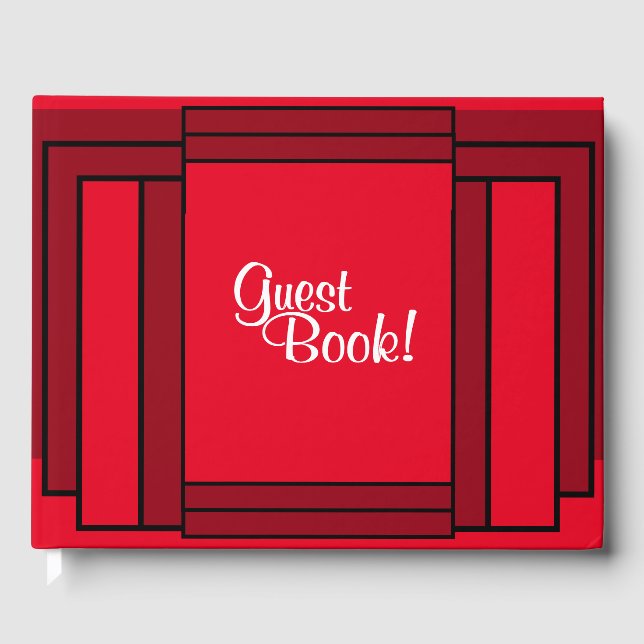 Livre D'or Art Déco rouge géométrique Noir (Recto)