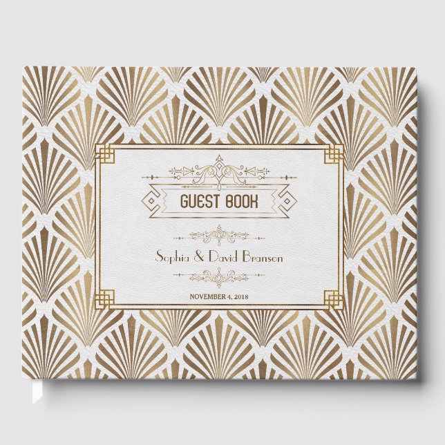 Livre D'or Art Déco White Gatsby 1920 Style Mariage (Recto)