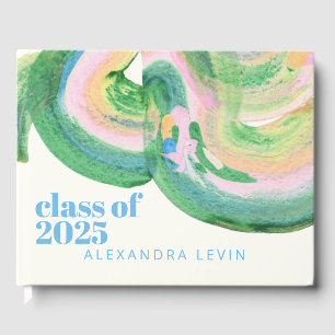 Livre D'or Artsy Abstrait Vert aquarelle Graduation 2024