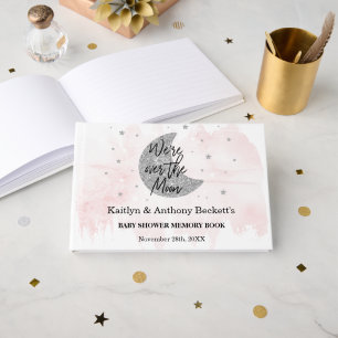 Livre D'or Au-Dessus De La Lune Mémoire Baby shower fille