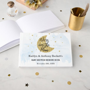 Livre D'or Au-Dessus De La Lune Mémoire Baby shower garçon