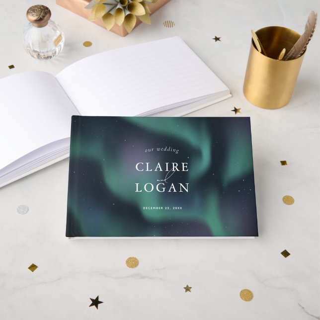 Livre D'or Aurora Northern Lights Wedding (Recto ouvert)