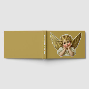 Livre D'or Autocollant scrap - Ange vintage tête entre les ma