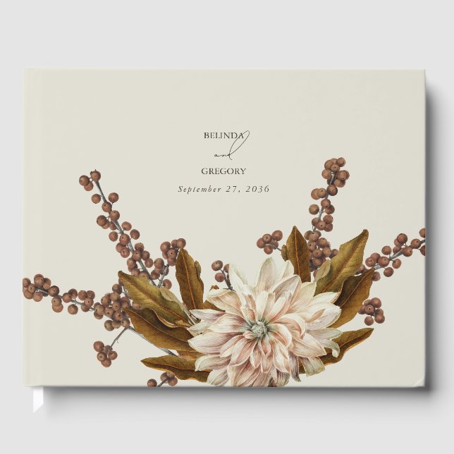 Livre D'or Automne Floral Tones Terre Aquarelle Mariage de au (Recto)