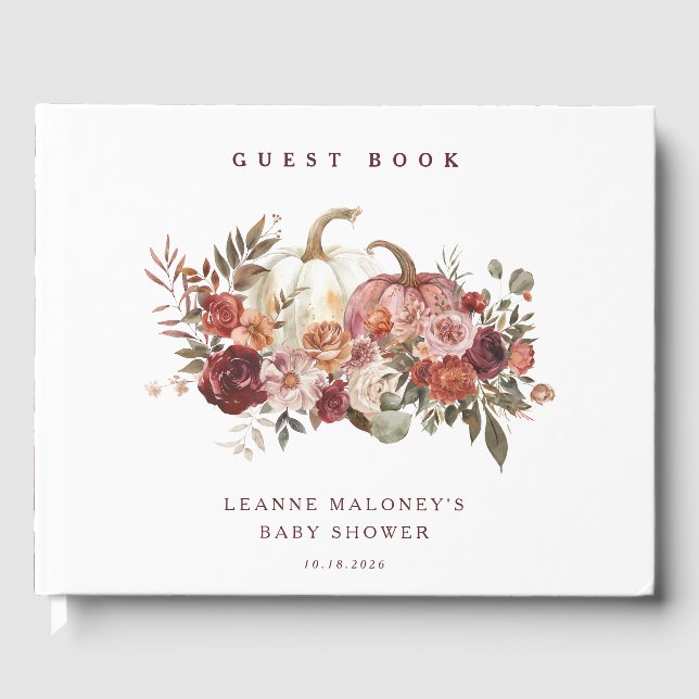 Livre D'or Autumn Blooms 'a little pumpkin' Baby Shower (Recto)
