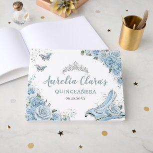 Livre D'or Baby Blue Floral Verre Chaussure Quinceañera XV 16