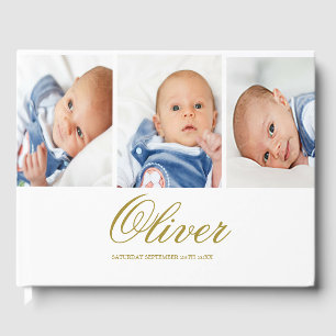 Livre D'or Baby Boy 3 Photo Collage Gold Elegant