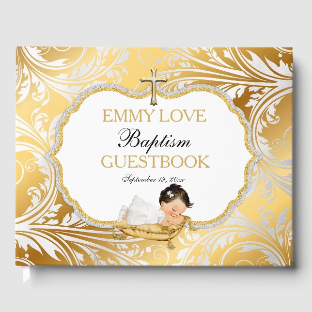 Livre D'or Baby Girl Baptism Gold Cross (Recto)