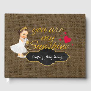 Livre D'or Baby Girl You Are My Sunshine   Baby shower Burlap