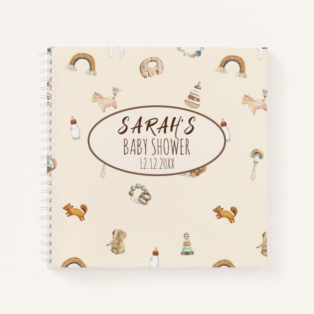 Livre d'or Baby shower Aquarelle Animal (Devant)