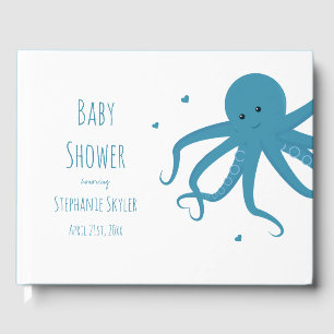 Livre D'or Baby shower bleu Coeur de Cartoon octopus mignon