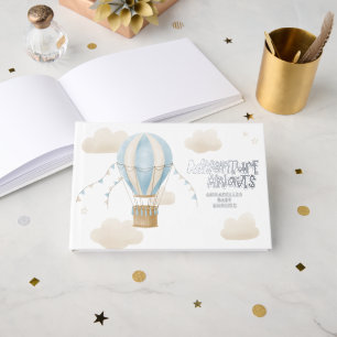 Livre D'or Baby shower bleu montgolfière aventure