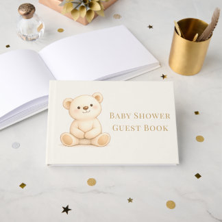 Livre D'or Baby-Shower Bohème Ours en Peluche Neutre