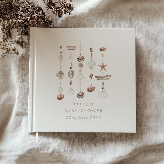 Livre D'or Baby shower Boho Beach Shell (Zazzle Boho Beach Shell Guest book)