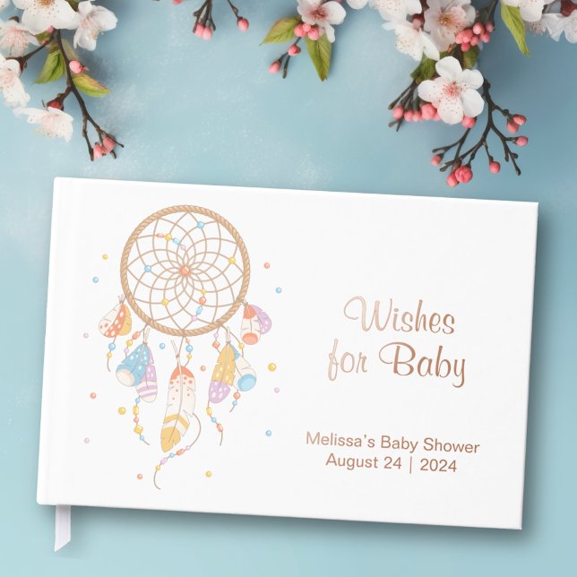 Livre D'or Baby shower Boho de Dreamcatcher Tribal Blanc (Créateur téléchargé)
