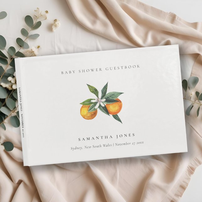 Livre D'or Baby shower botanique minimal d'agrumes orange (Créateur téléchargé)