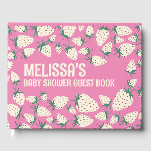 Livre D'or Baby shower CUSTOM D'Aiguille Fraise Blanche