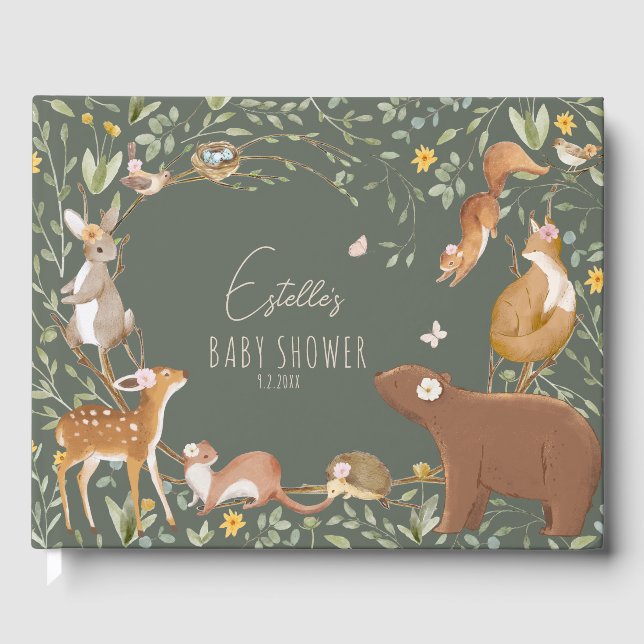 Livre D'or Baby shower d'amis de la forêt (Recto)