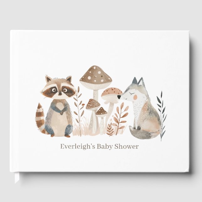 Livre D'or Baby shower d'animaux en bois peint mignon (Recto)