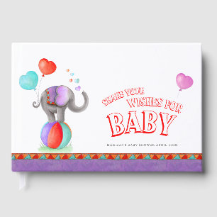 Livre D'or Baby shower d'aquarelle d'éléphant de cirque viole