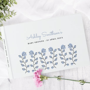 Livre D'or Baby shower d'aquarelle florale (bleu)