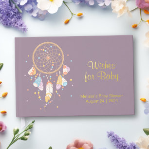 Livre D'or Baby shower de Boho de Dreamcatcher Tribal Purple