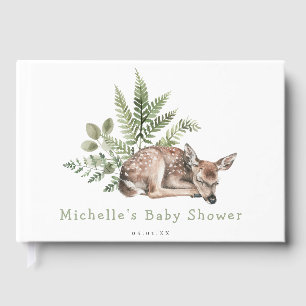 Livre D'or Baby shower de cerfs à l'aquarelle du bois