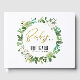 LIVRE D'OR BABY SHOWER DE COULEUR D'EAU SUCCULENTE DES ÉCHAPP