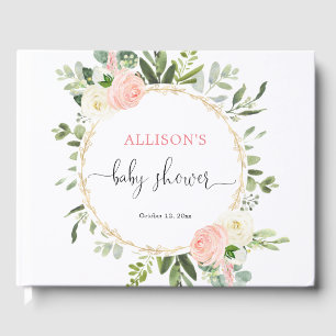 Livre D'or Baby shower de fille fleurie rose or or