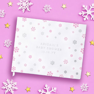 Livre D'or Baby shower de filles d'hiver aux flocons d'argent