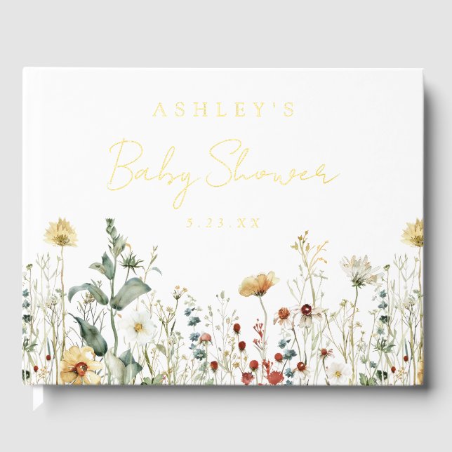 Livre D'or Baby shower de Fleur sauvage d'été (Recto)
