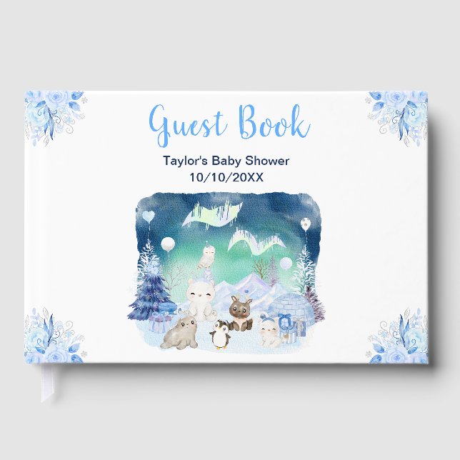 Livre D'or Baby shower des animaux de l'Arctique (Recto)