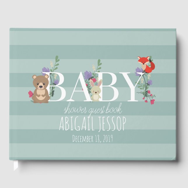 Livre D'or Baby shower des animaux forestiers (Recto)