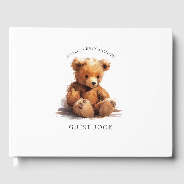 Livre D'or Baby shower d'ours en peluche mignon (Recto)