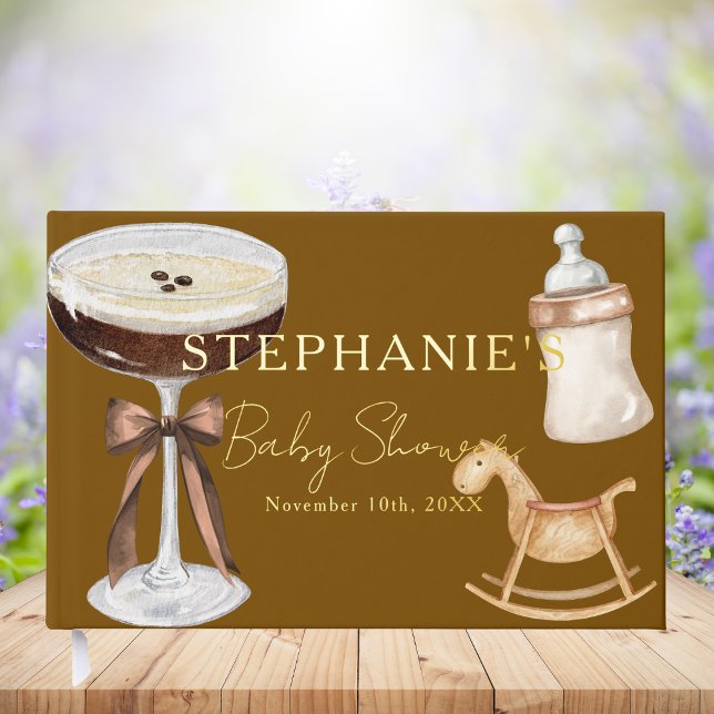 Livre D'or Baby shower Espresso Martini Brown personnalisé (Créateur téléchargé)