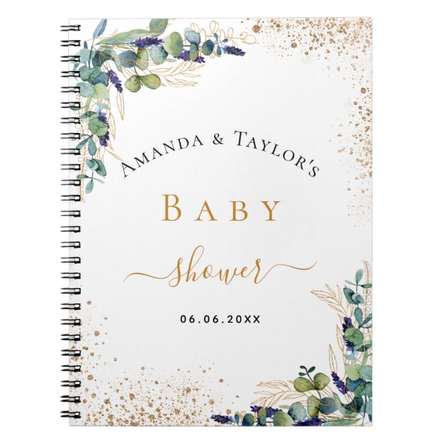 Livre d'or baby shower eucalyptus couple (Devant)