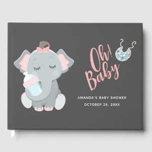 Livre D'or Baby shower fille Eléphant mignon