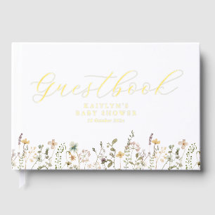 Livre D'or Baby shower Fleur sauvage aquarelle